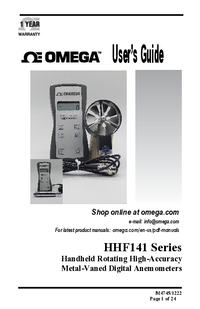 Thumbnail of document Manual - HHF141B-USB Precision Handheld, Rotating Metal Vane Anemometer